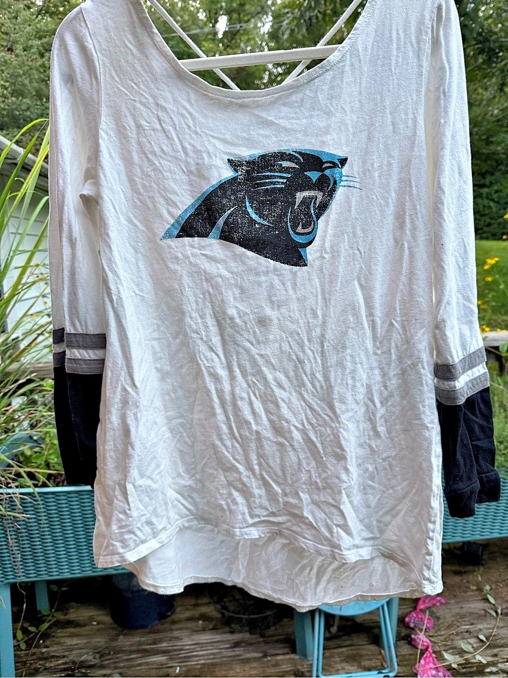 NFL Carolina Panthers 1/4 sleeve tee Graphic Long Sleeve Tee in White Size